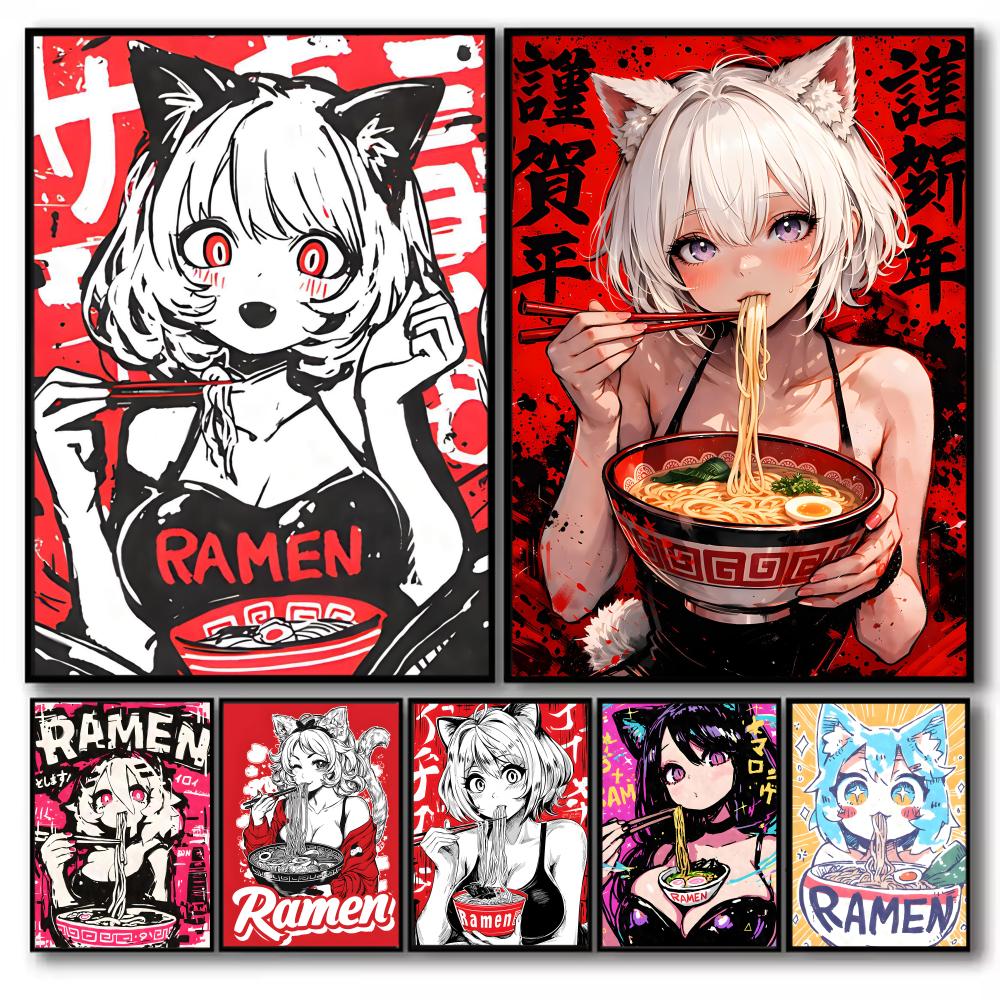 Esports Gaming Poster - Anime Kedi Kız Resim Kaligrafi Tuval