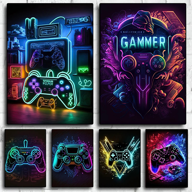 Neon Pop Serin Oyun duvar sana - Esports Gaming Poster incelemesi ve fiyatı